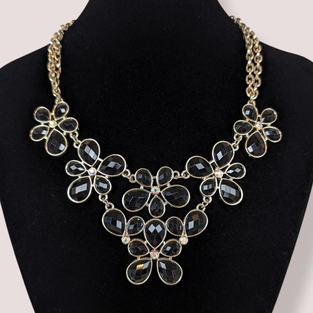 (2/$20) Black Floral Statement Necklace